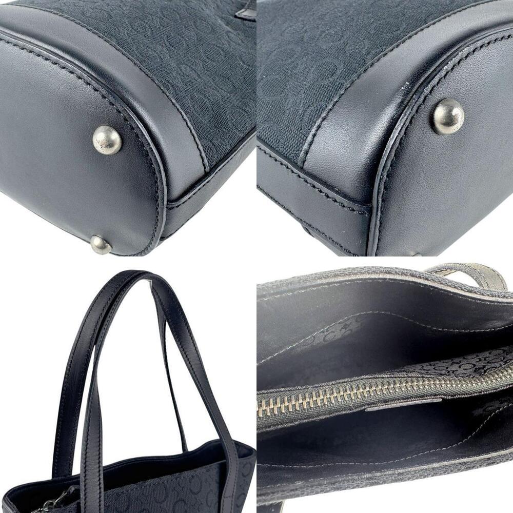 Celine C Macadam Canvas Leather Handbag Black - Picture 4 of 5
